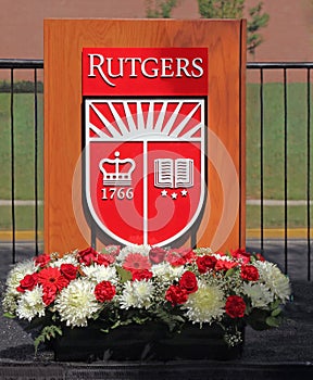 Rutgers University Shield On A podium